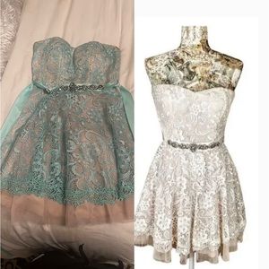 Camille La Vie Lace Tulle Strapless Sweetheart Neckline Cocktail Dress